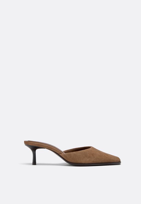 scarpe con tacco tipo mule in pelle