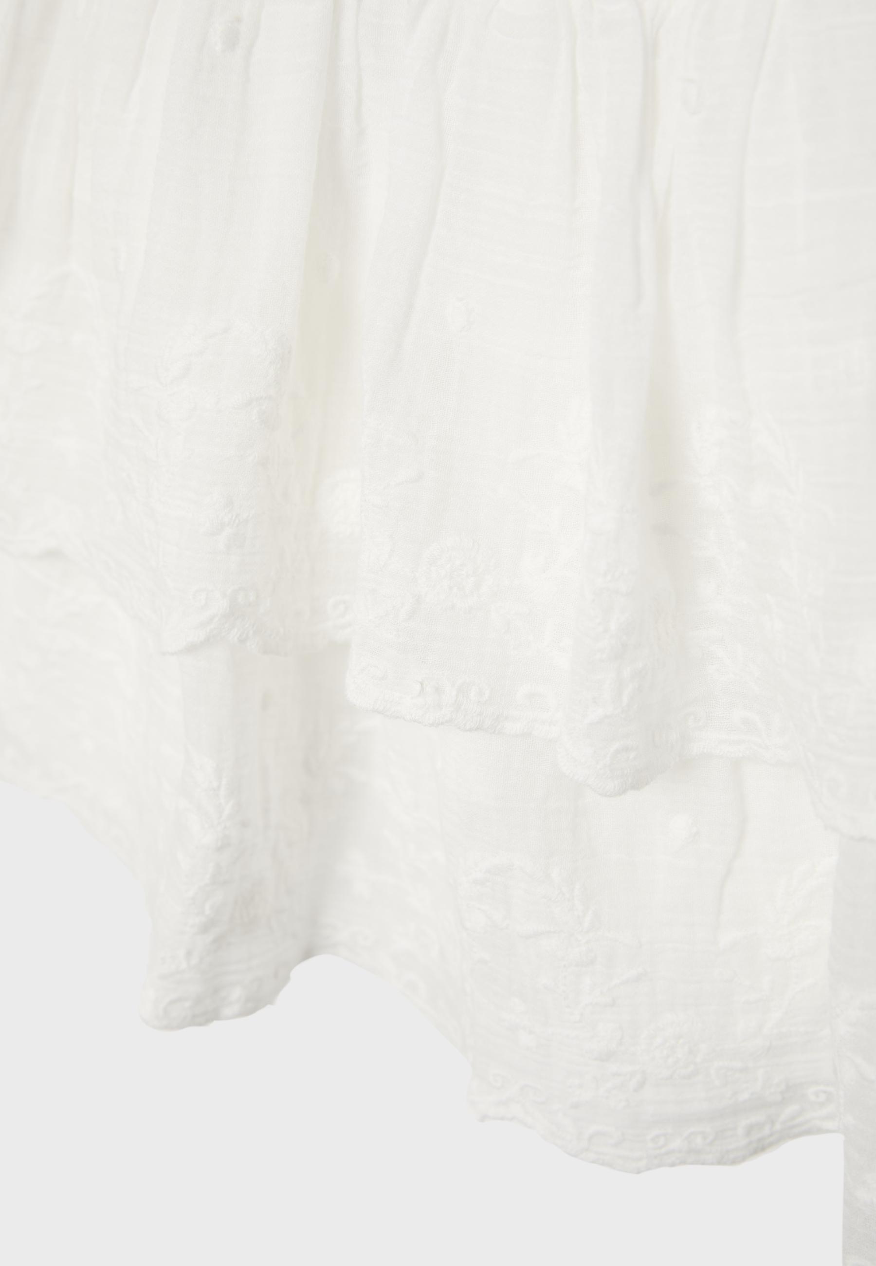 Embroidered crinkle skort — Ecru