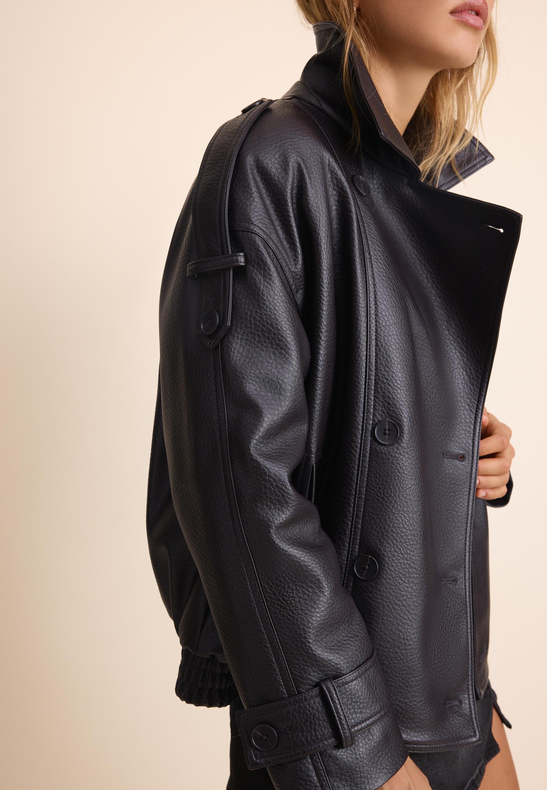 Padded jacket with faux fur collar detail — Brown