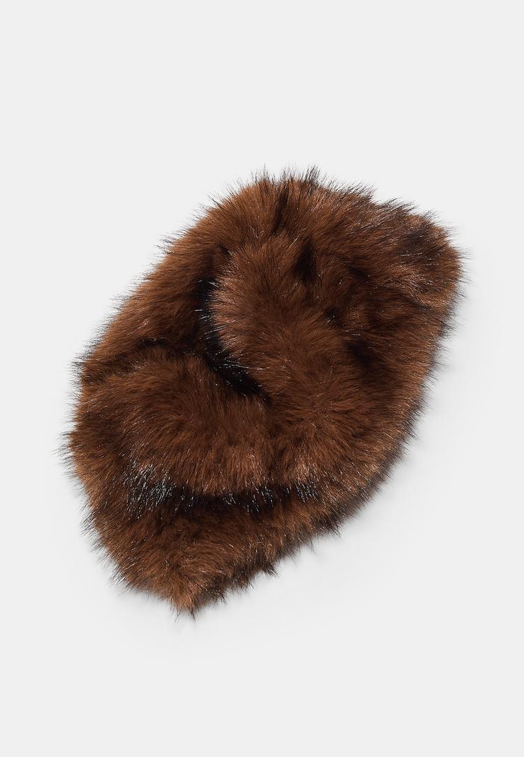 round faux fur beanie