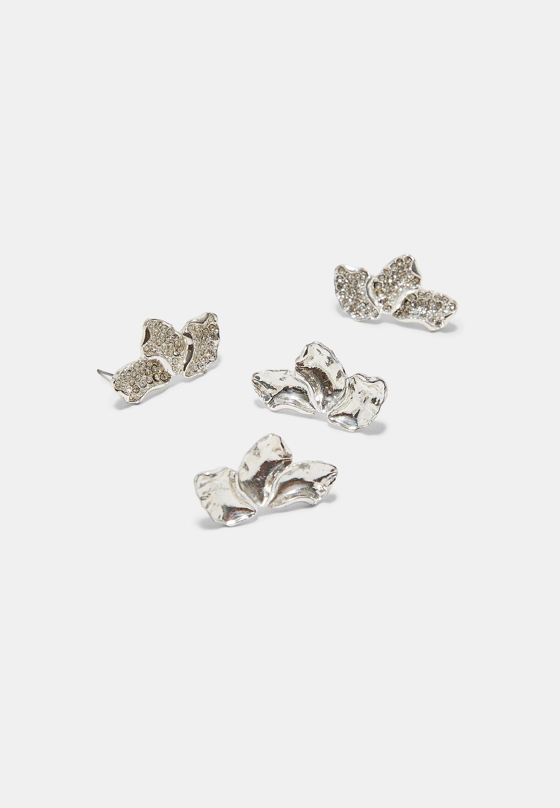 Set of 2 pairs of mini fan earrings — Grey