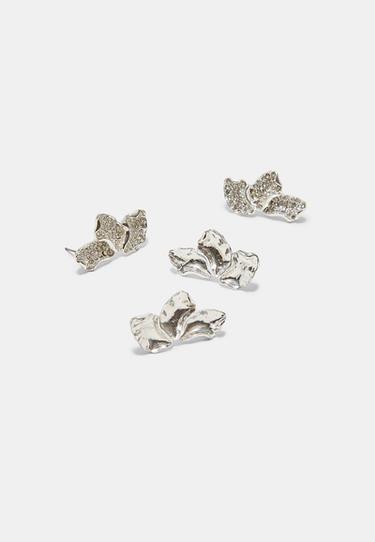 Set of 2 mini fan earrings — Grey 5