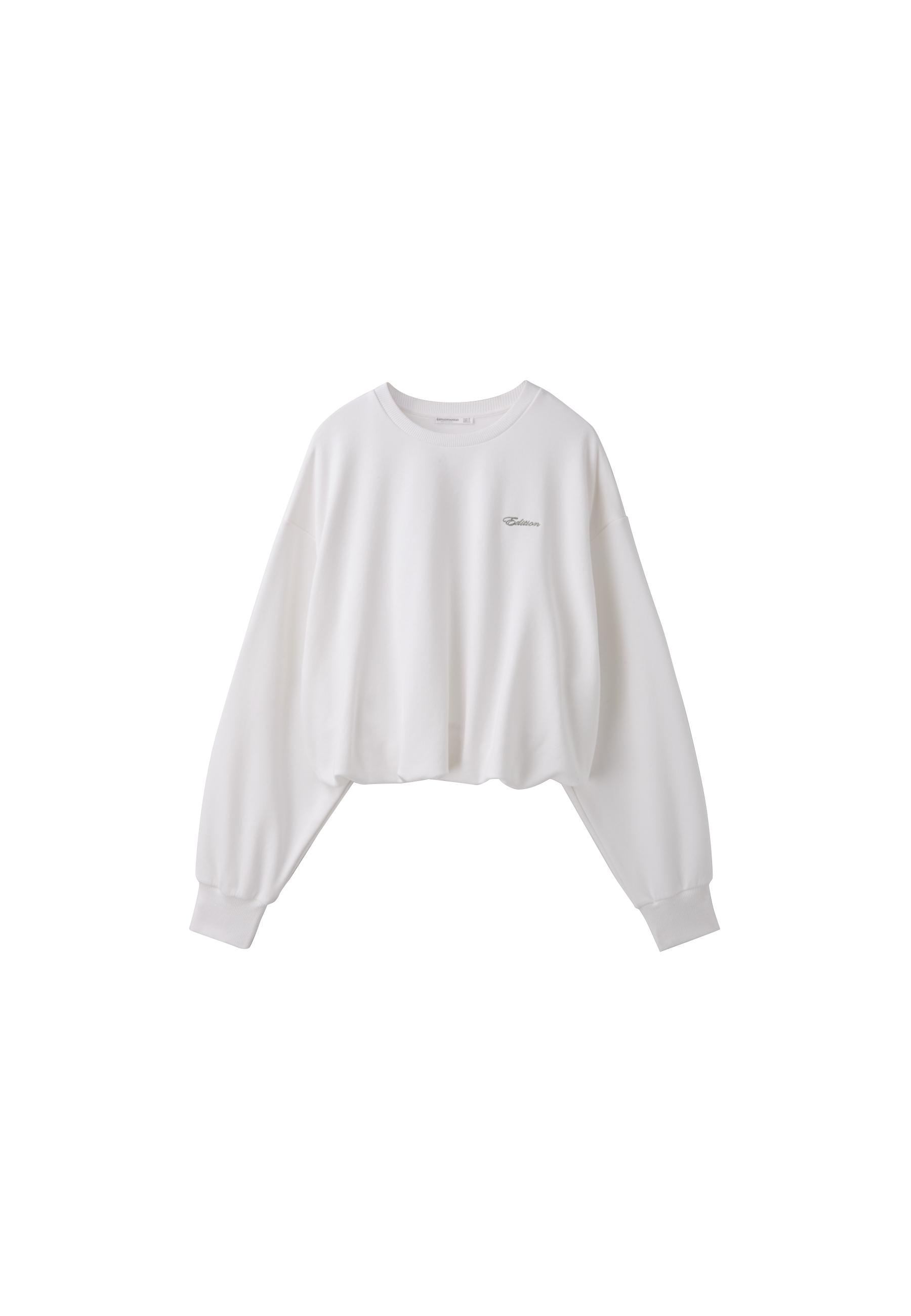 Balloon-hem cropped sweatshirt — Ecru