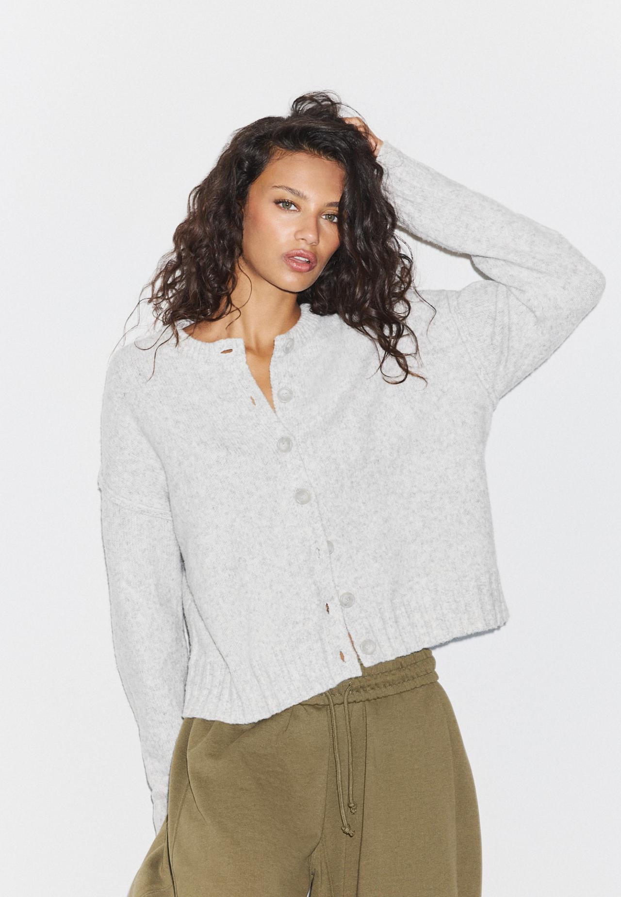 Oversize knit cardigan — Grey melange