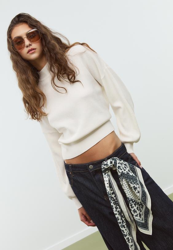 high neck knit sweater