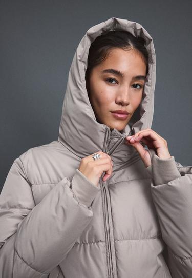 Basic hooded padded jacket — Brown 4