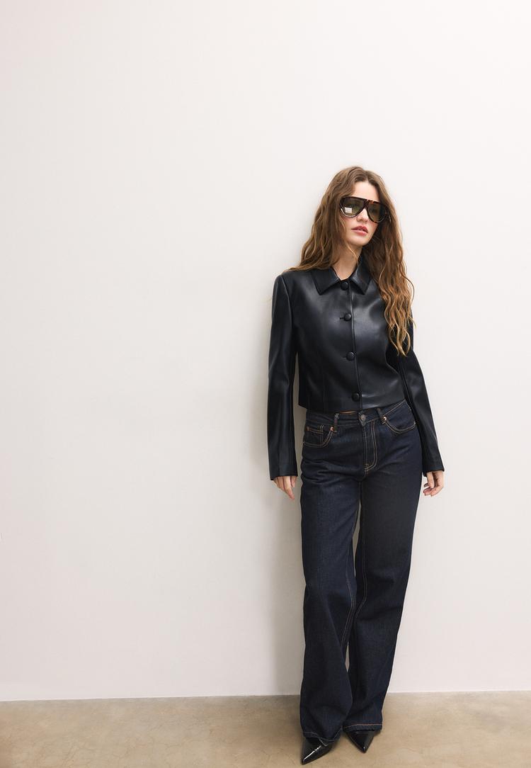 blazer curto de polipele