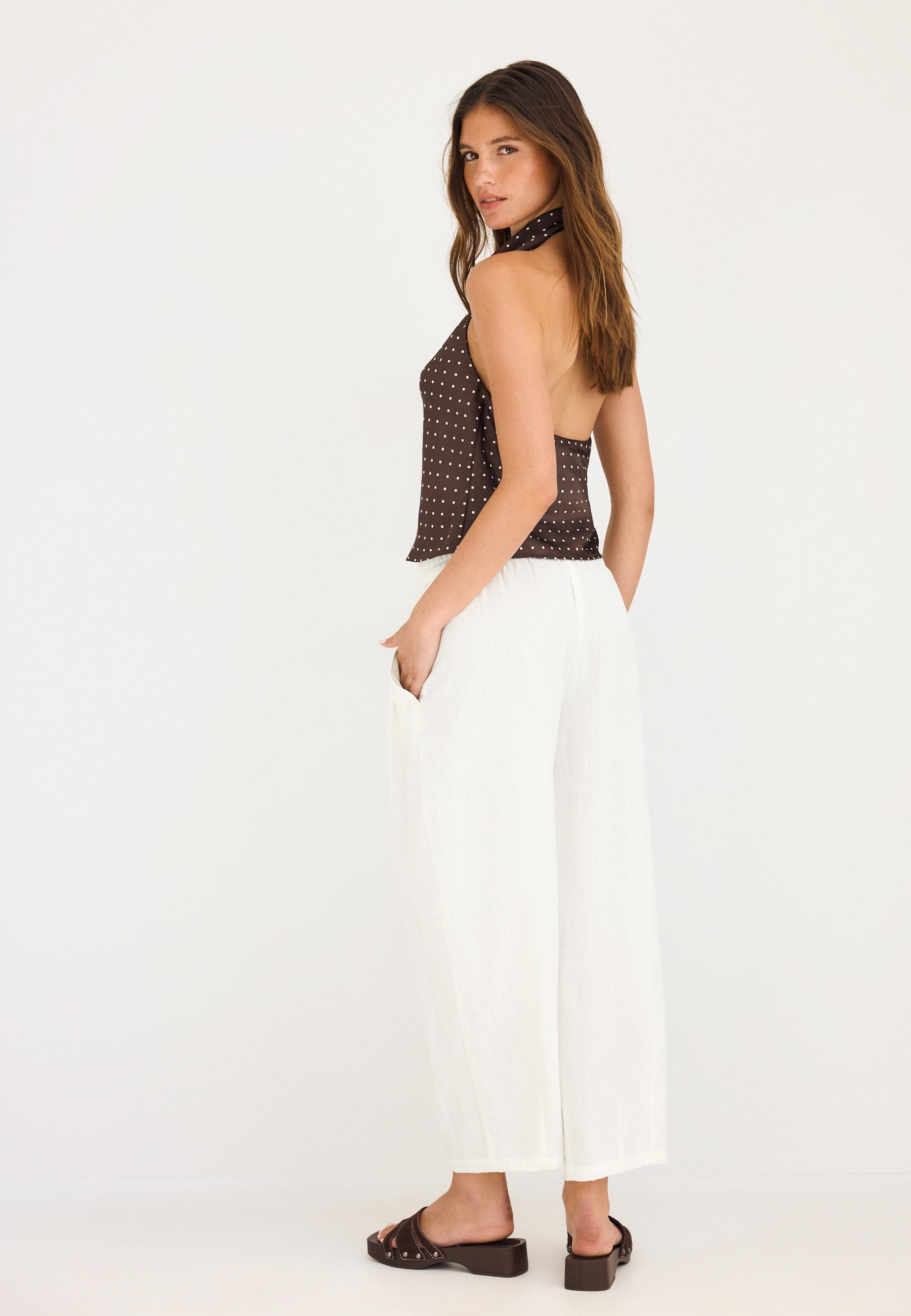 Flowing barrel trousers — Ecru