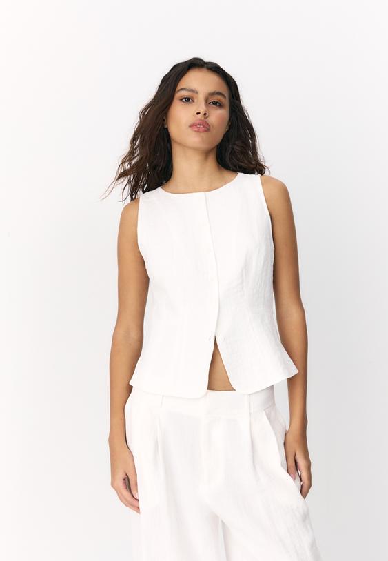 Stradivarius Gilet À Boutons Écru Xs