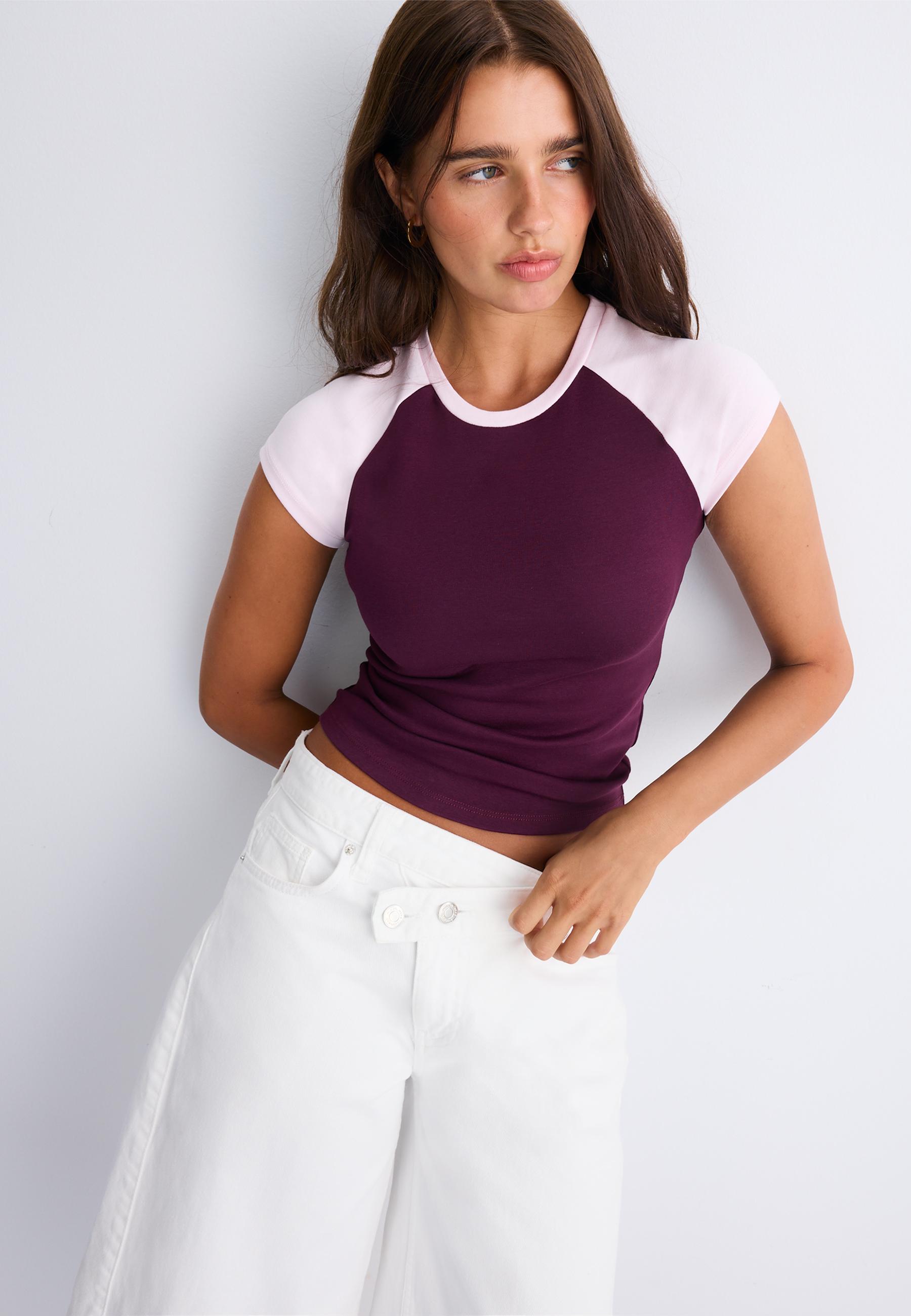 Short sleeve raglan T-shirt — Dark purple