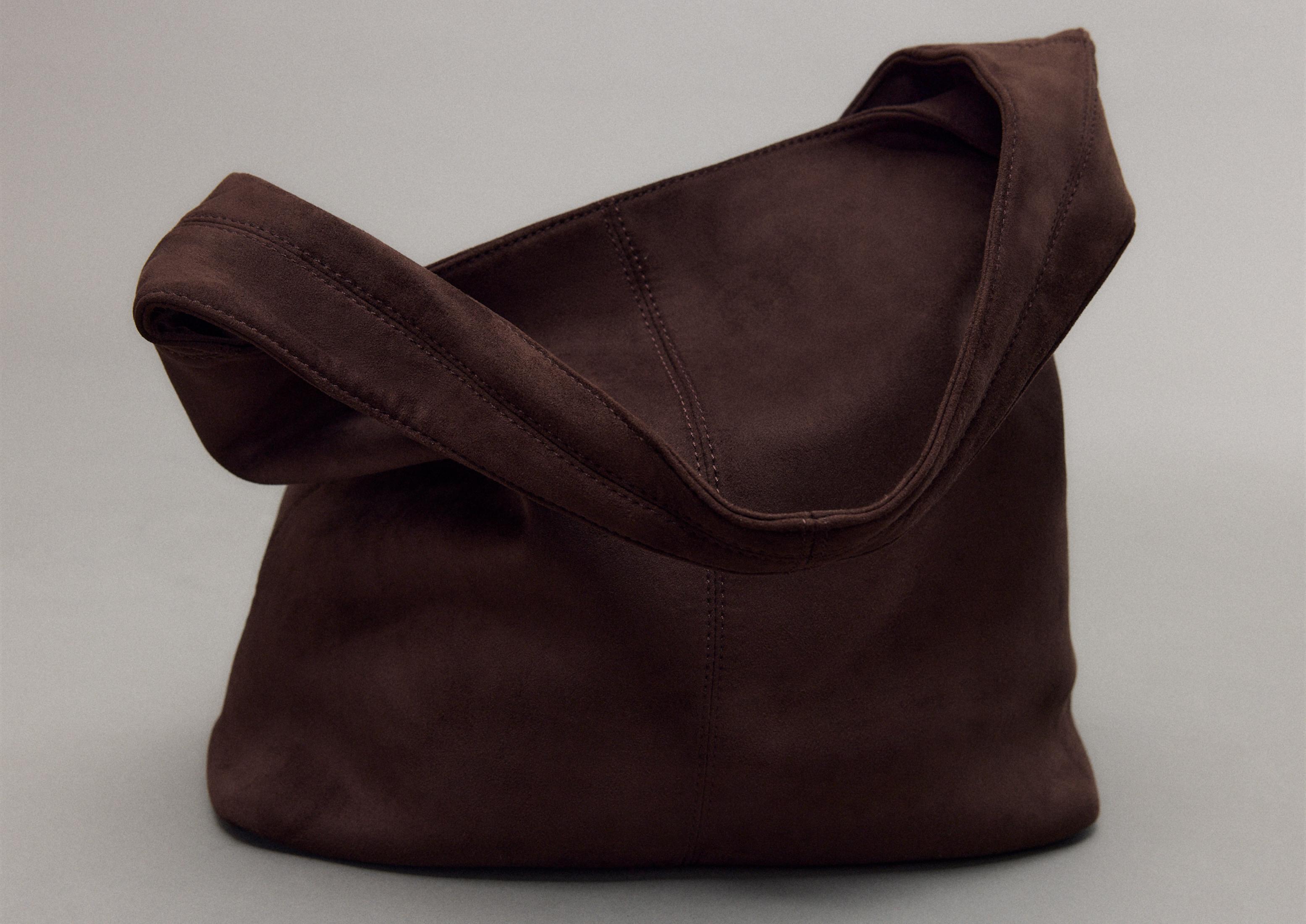 Faux suede shoulder bag — Brown