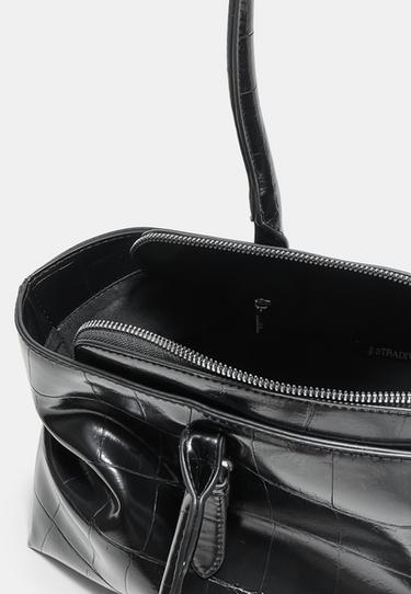 Coconut effect city bag with buckles — Black 5