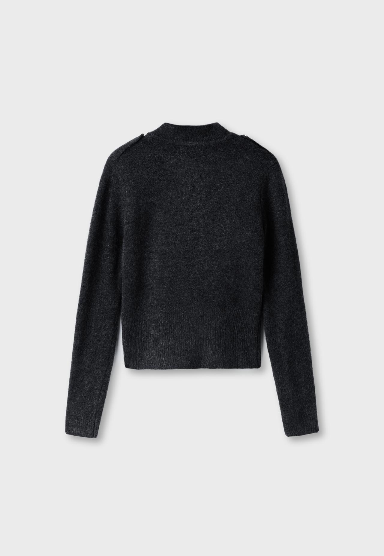 Soft-touch button-up knit cardigan — Dark grey