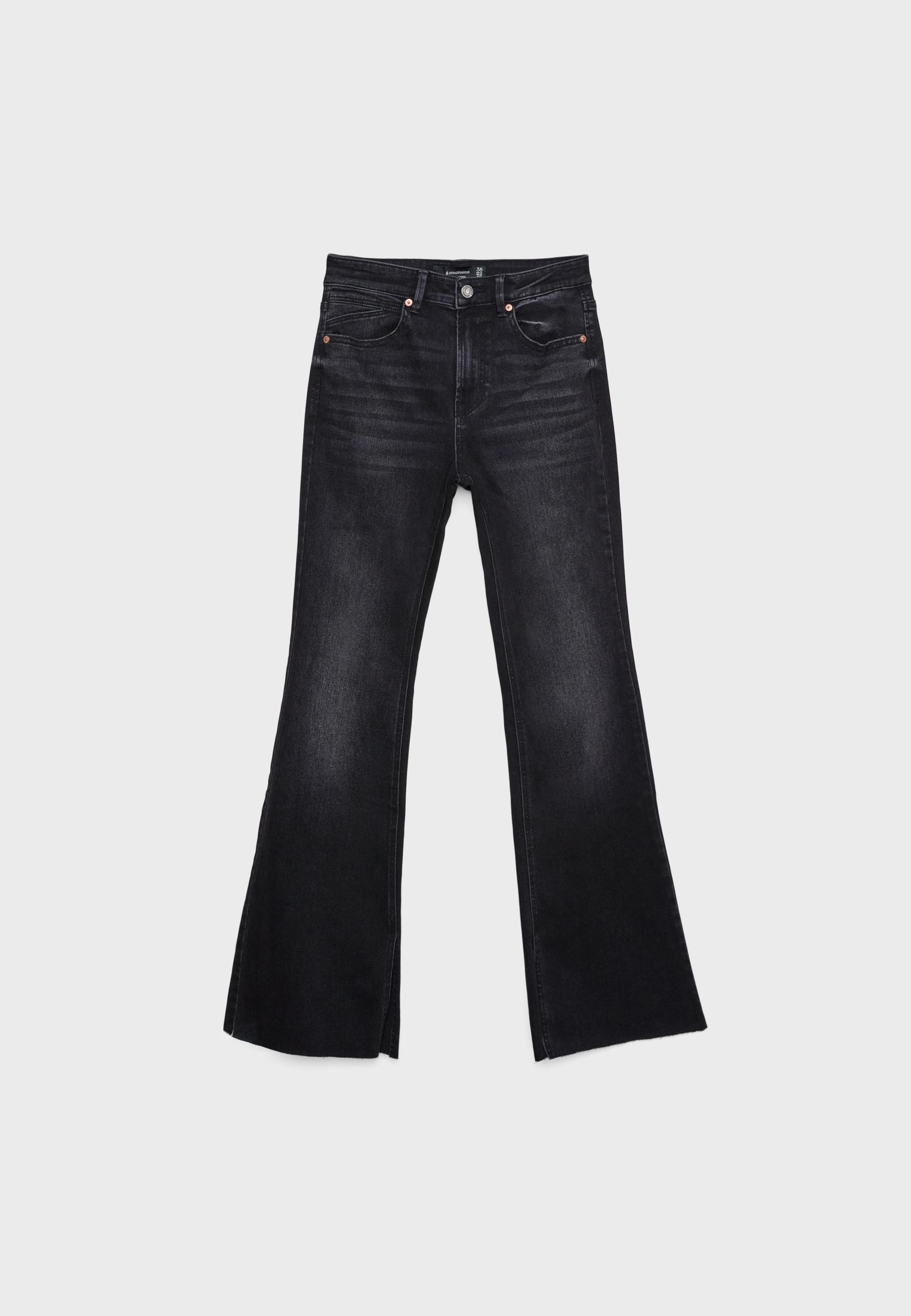 Stradivarius D74 yırtmaçlı çan paça jean görsel 3