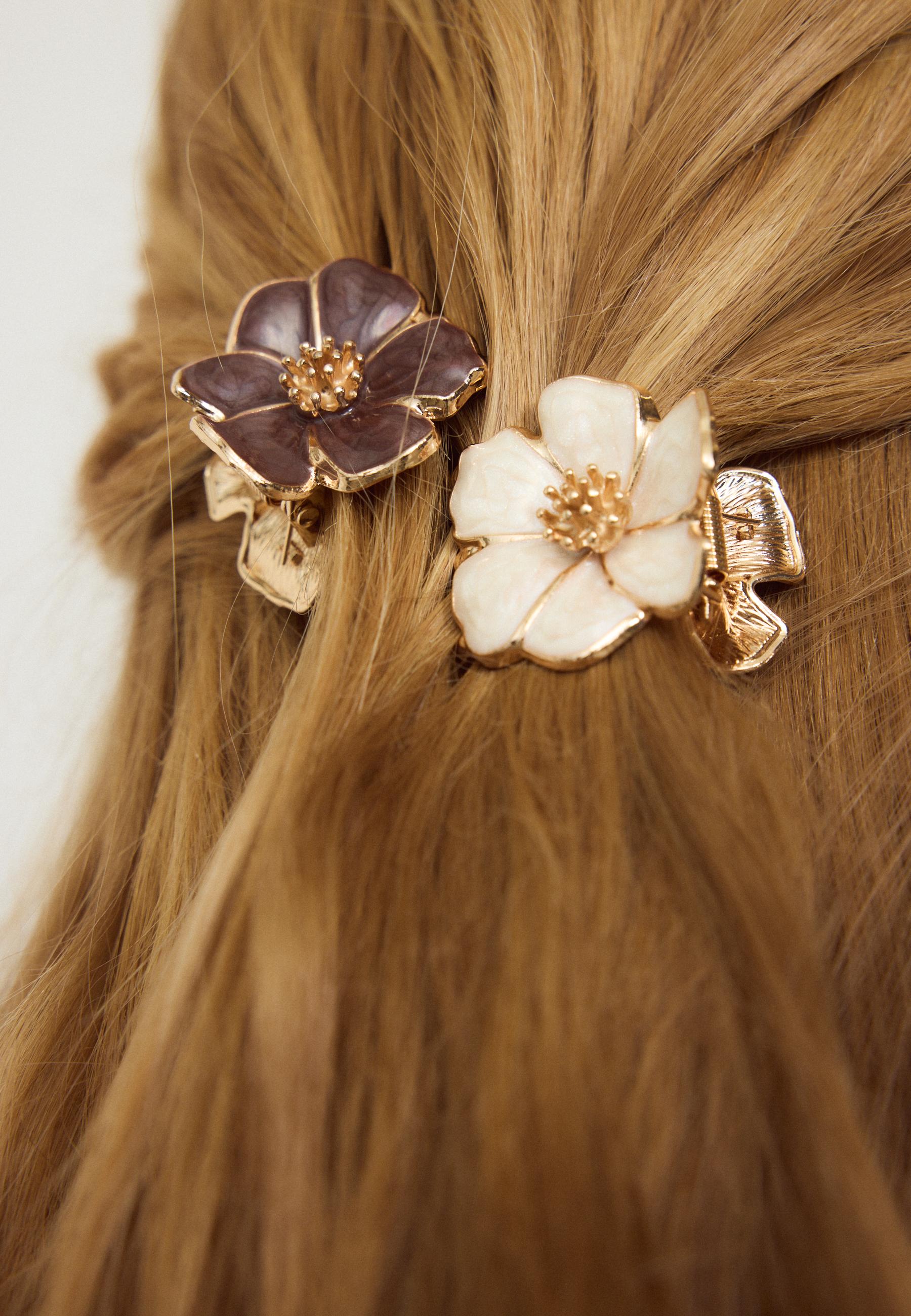 Set of 2 enamel flower hair clips — White