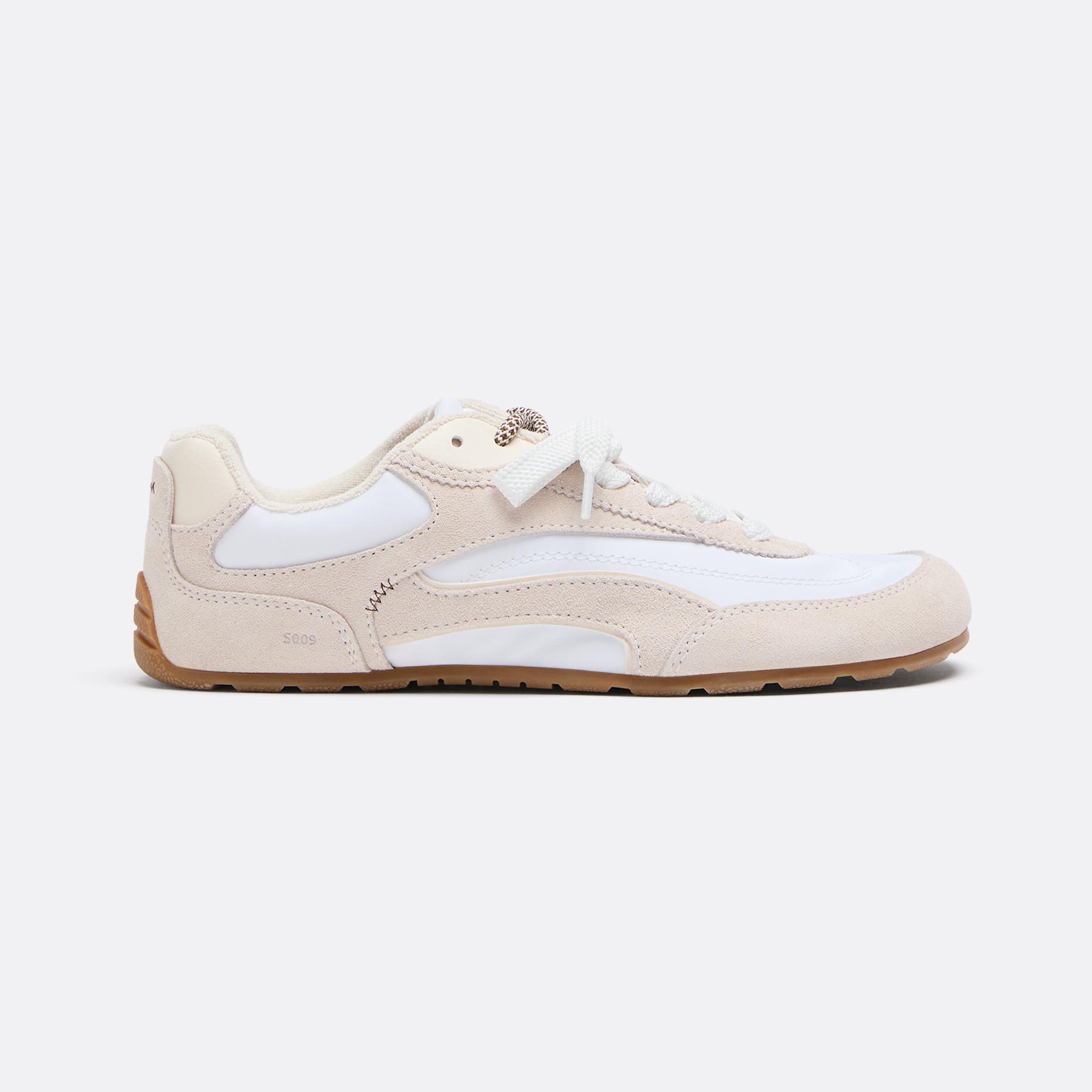 S009 Leather-detail barefoot trainers — ECRU