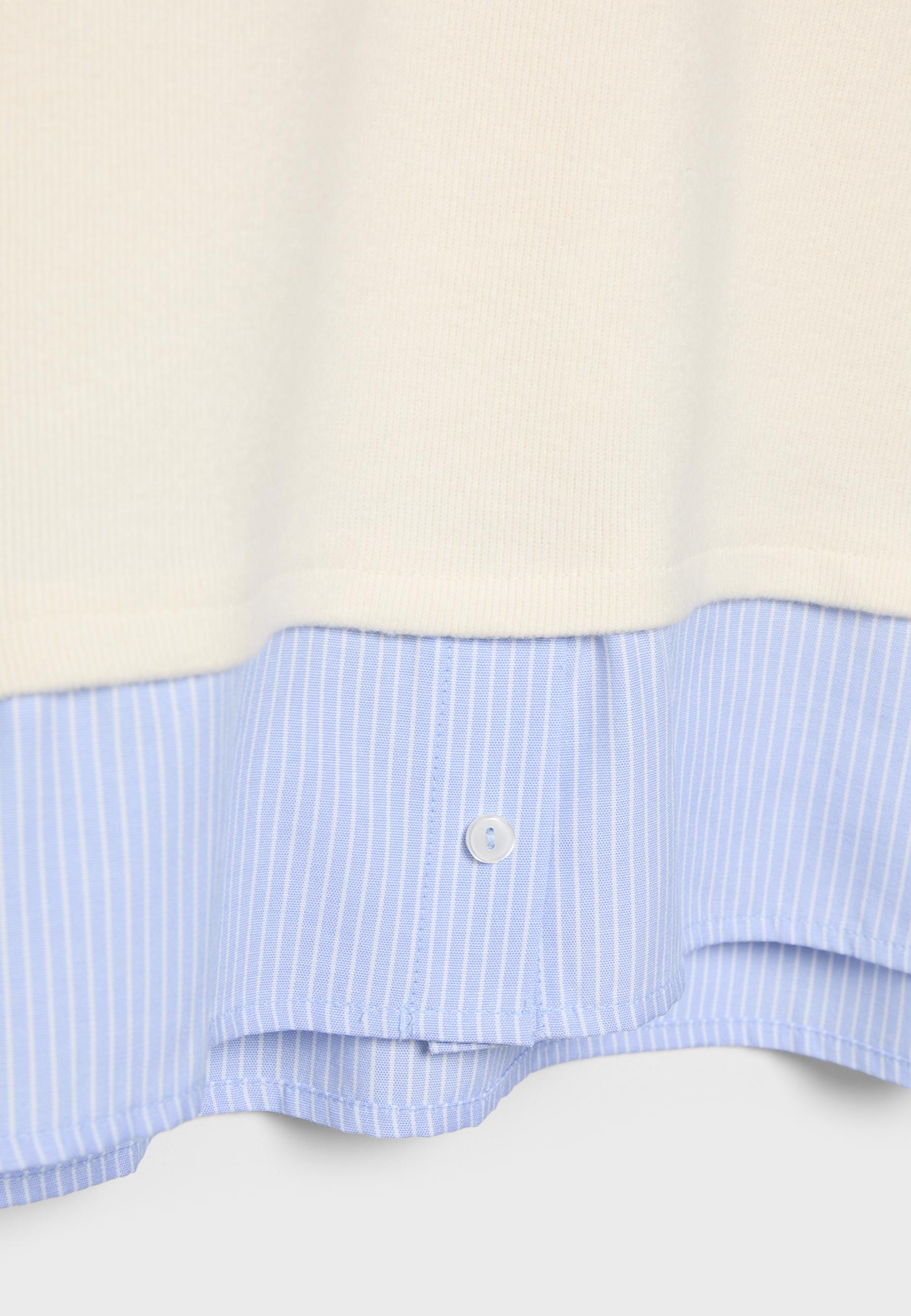 Bi-material knit T-shirt — Ecru