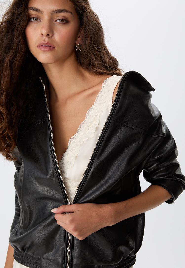 oversize faux leather jacket