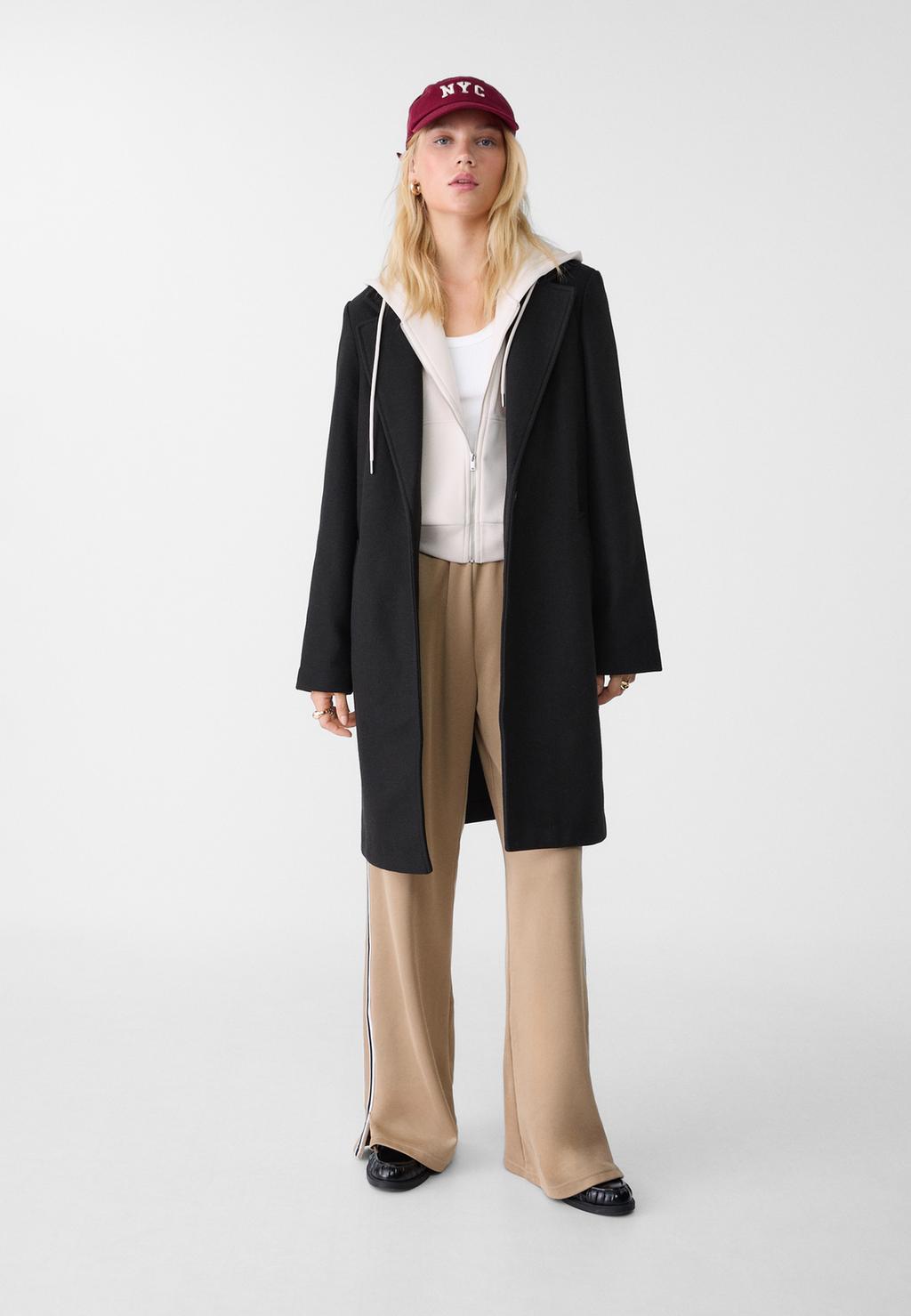 Soft-touch button-up midi coat