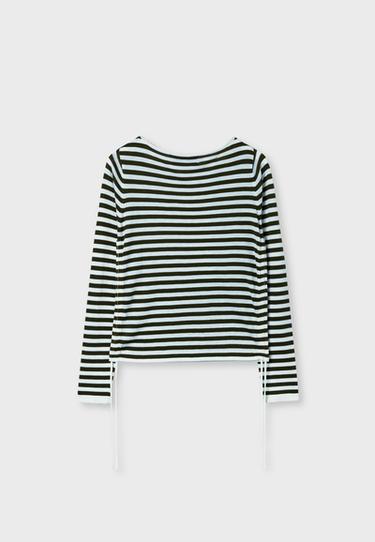 Striped side gathered jumper — Dark grey 8