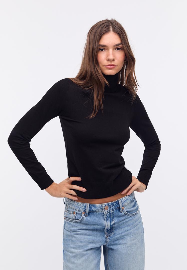 maglione basic in maglia a collo alto