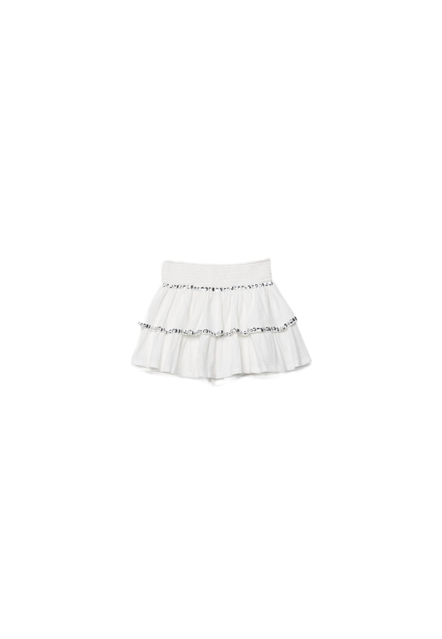 Studded ruffled mini skirt — Ecru