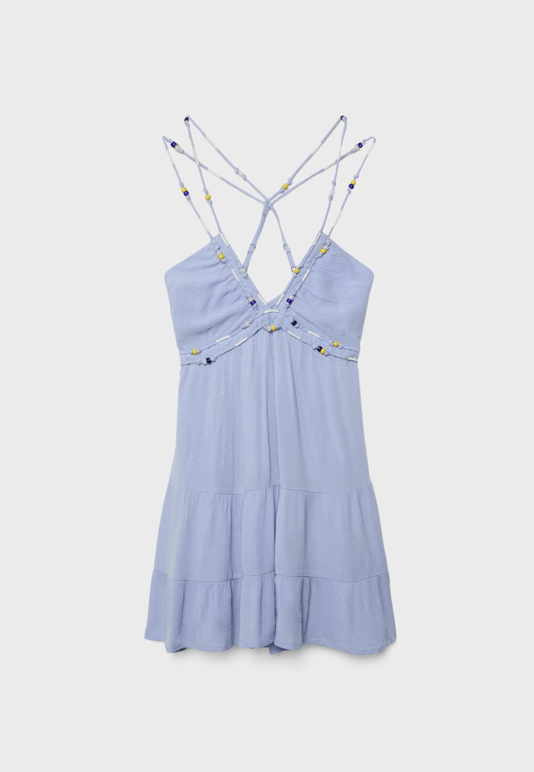 Short beaded dress — Blue