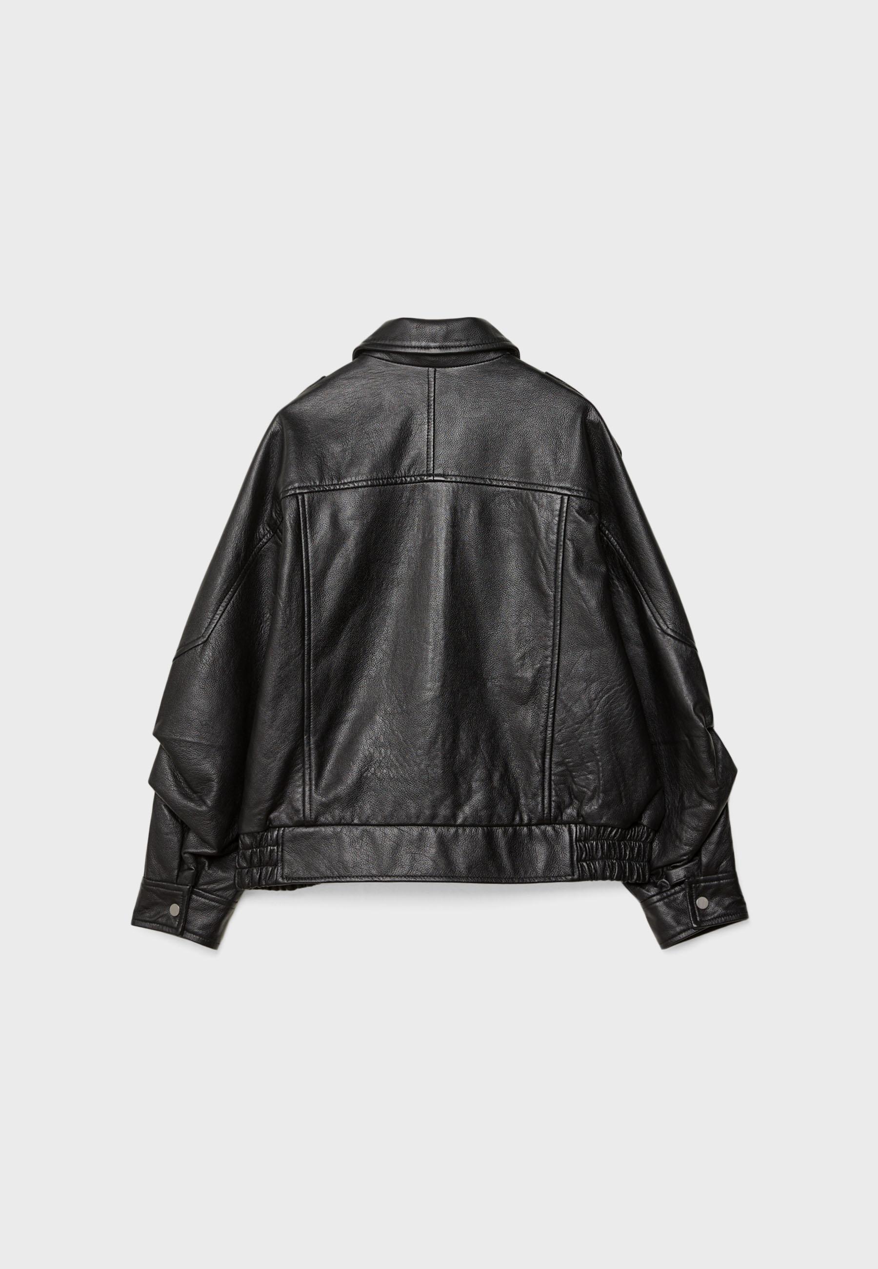 Oversize leather jacket — Black