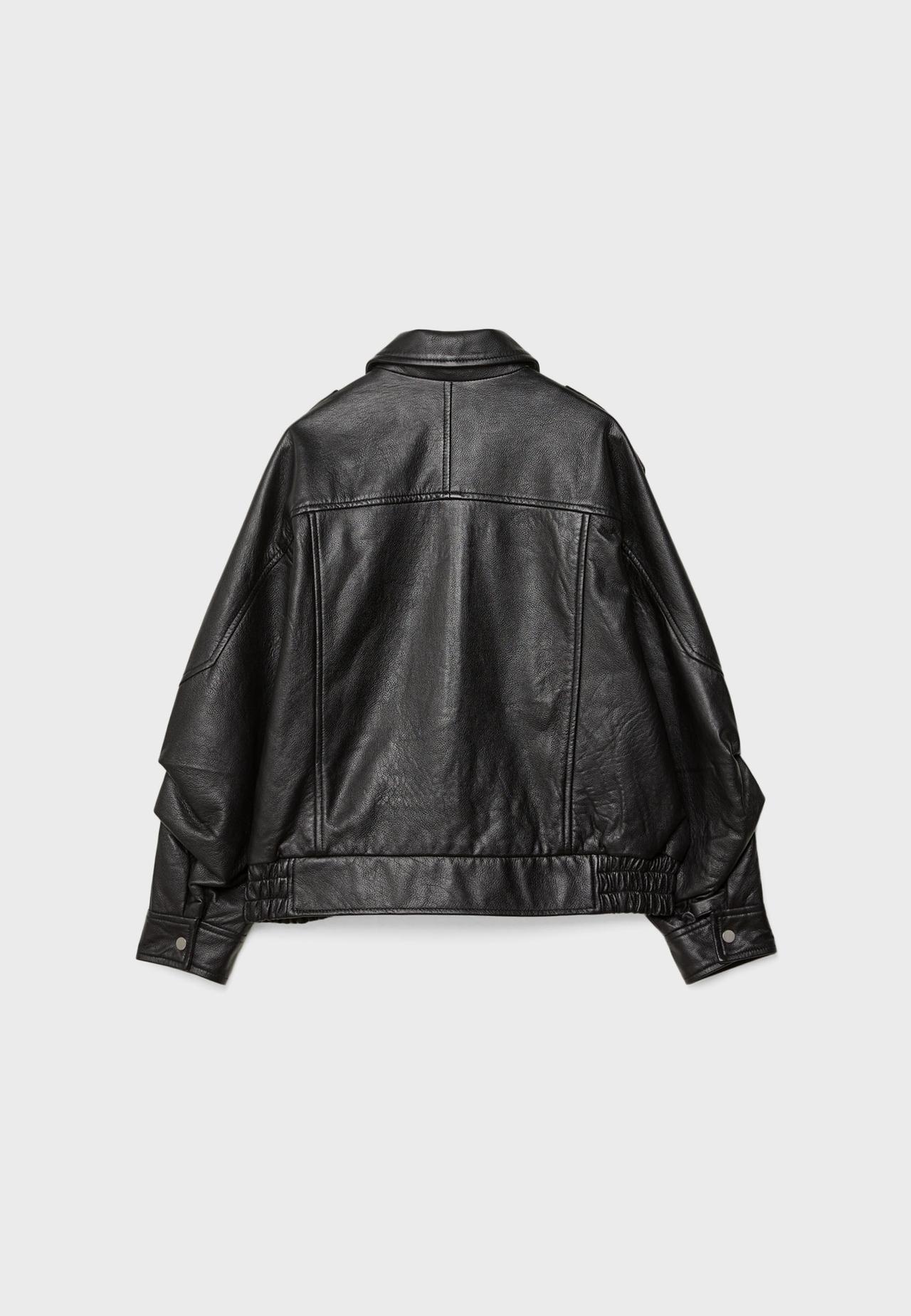 Oversize leather jacket — Black
