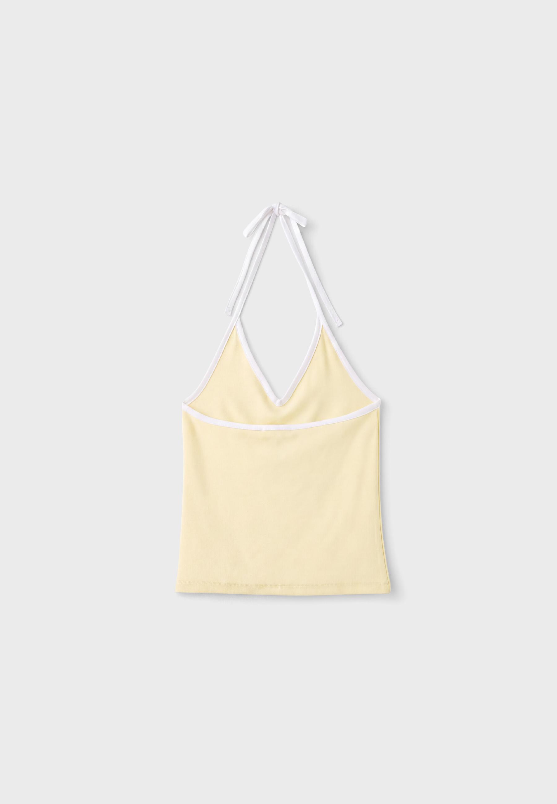 Fitted halter top — Pastel yellow