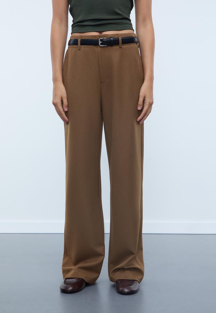 pantalon fluido recto vestir cinturon