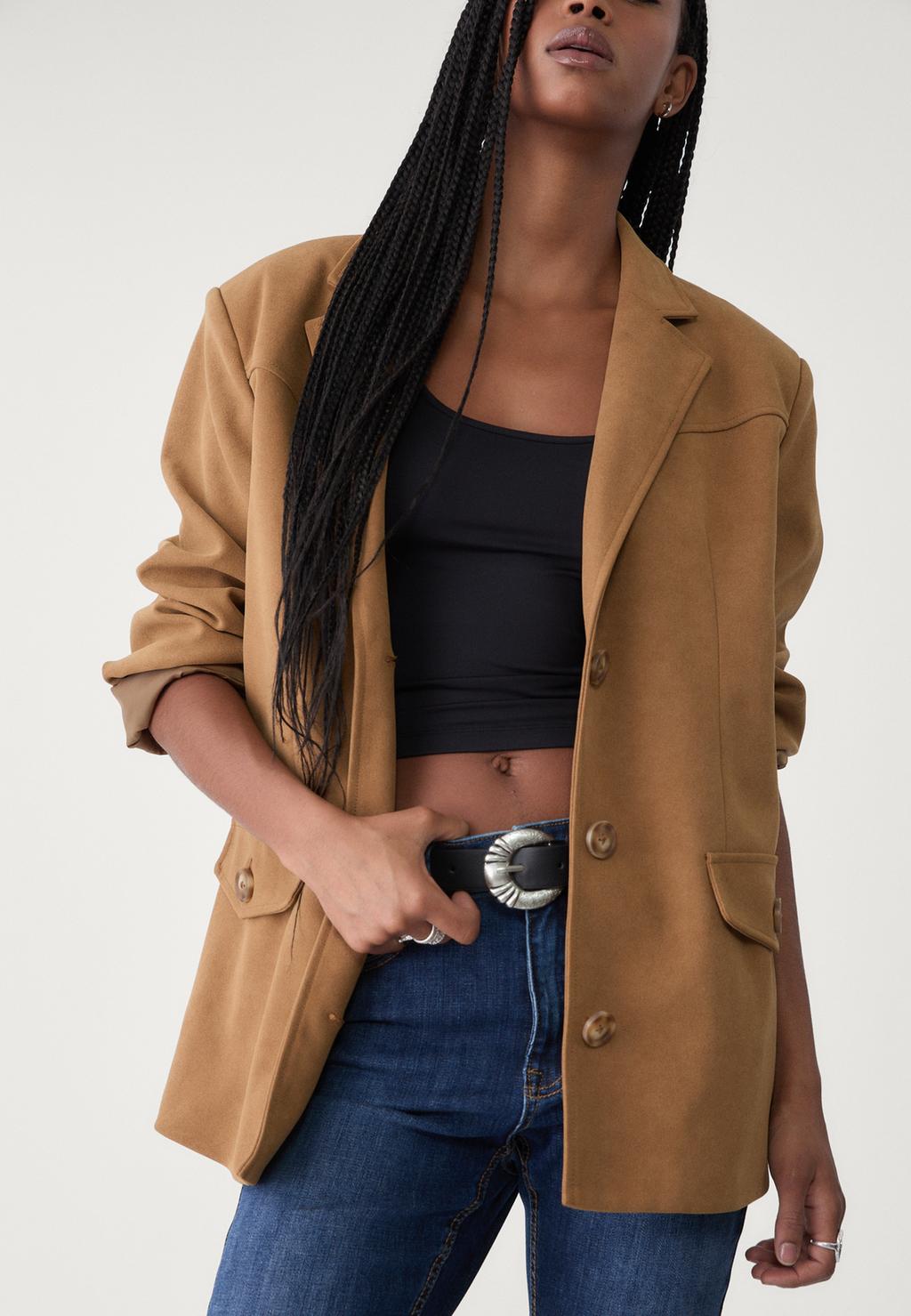 Faux suede blazer