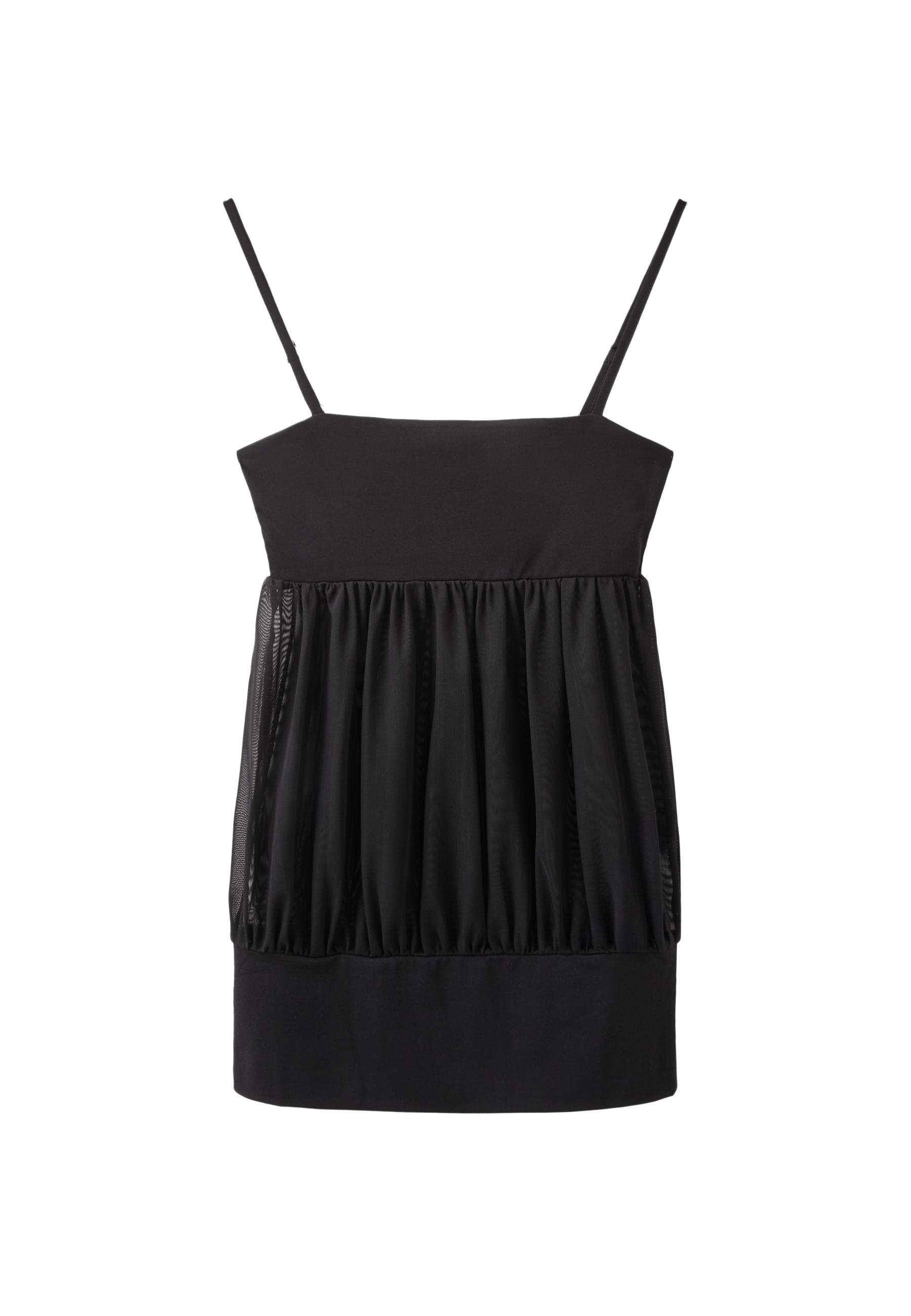 Fitted mesh balloon top — Black