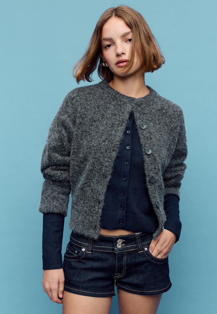 chaqueta de punto manga ancha