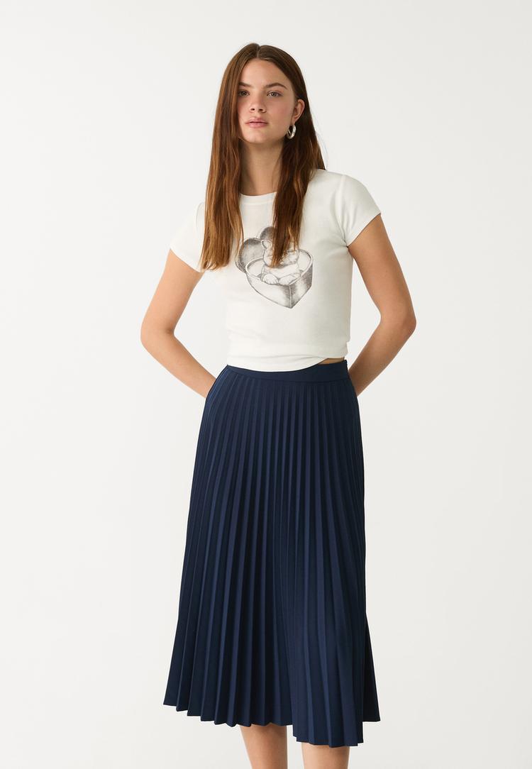 falda midi plisada