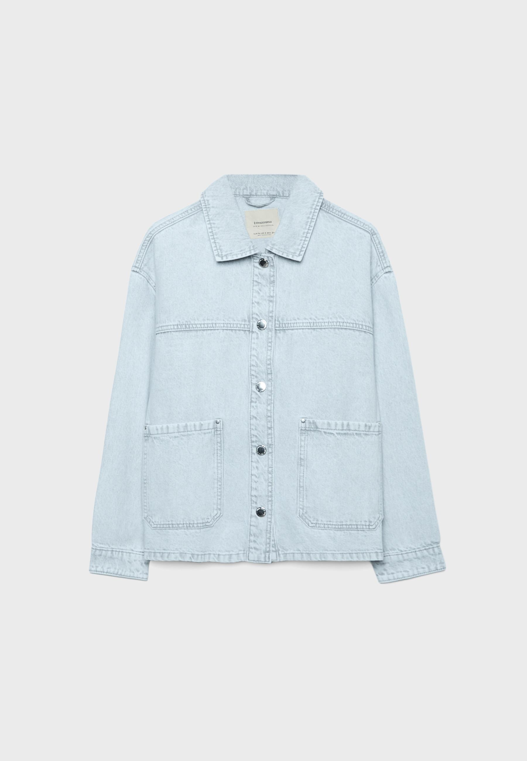 Denim jacket with pockets — LIGHT GREY DENIM WASH
