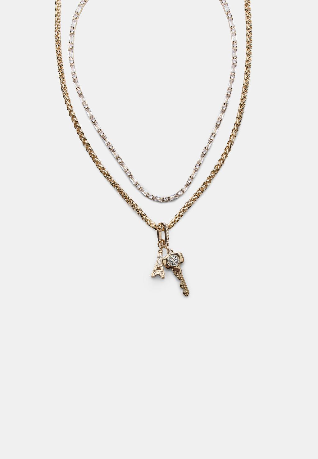 Set 2 collares brillos y multi charm