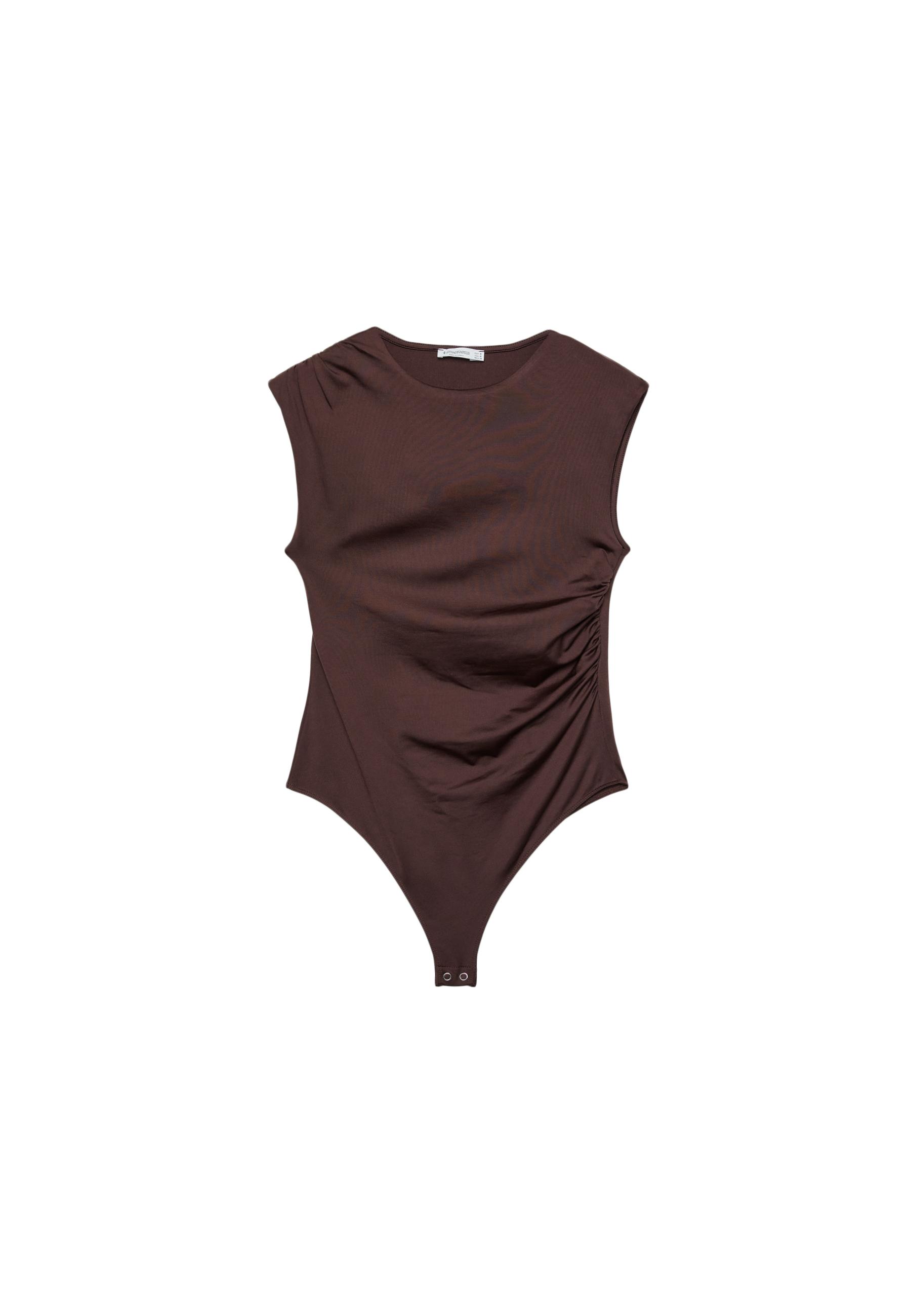 Gathered bodysuit — Brown