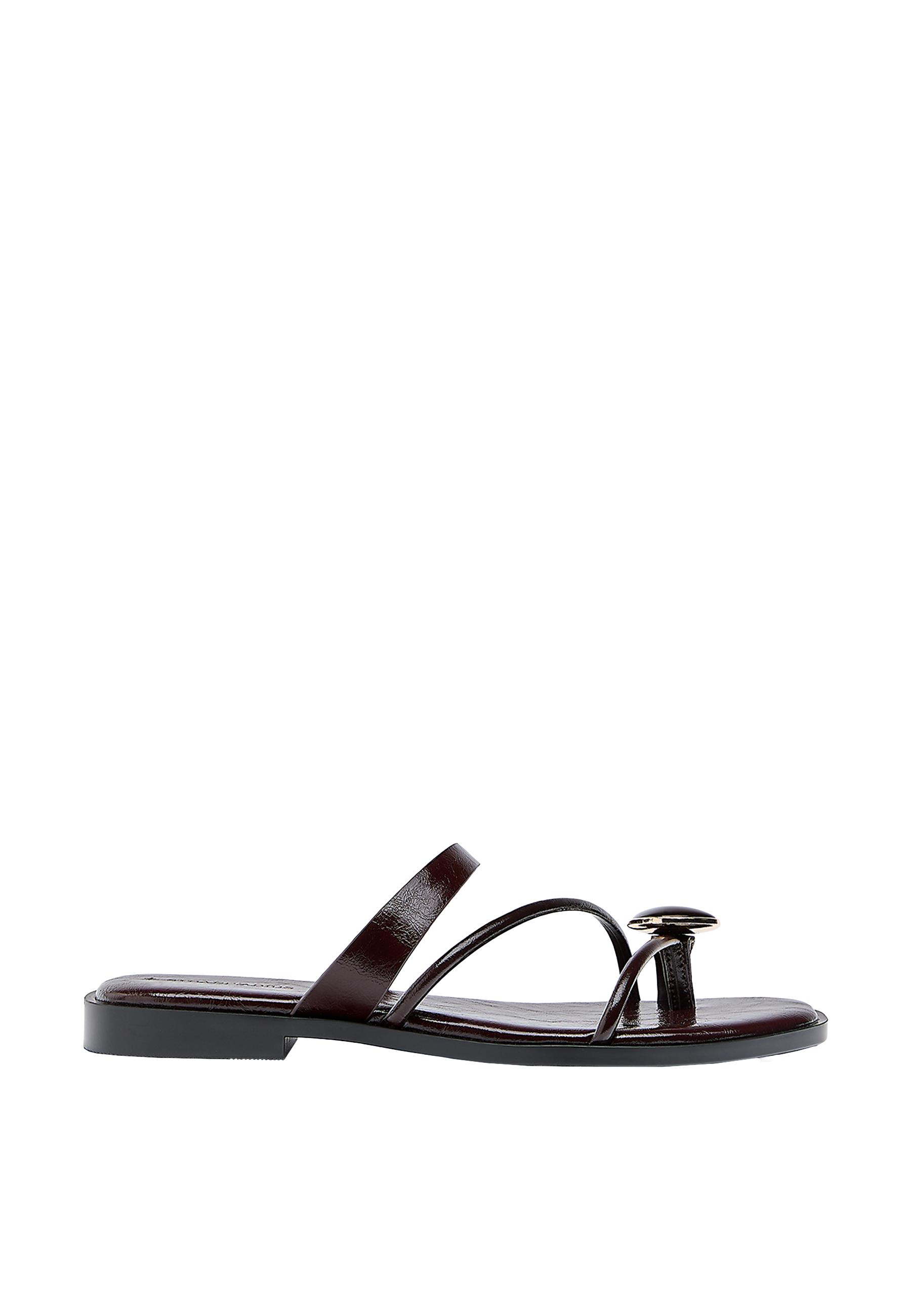 Flat sandals with stone detail — BROWN