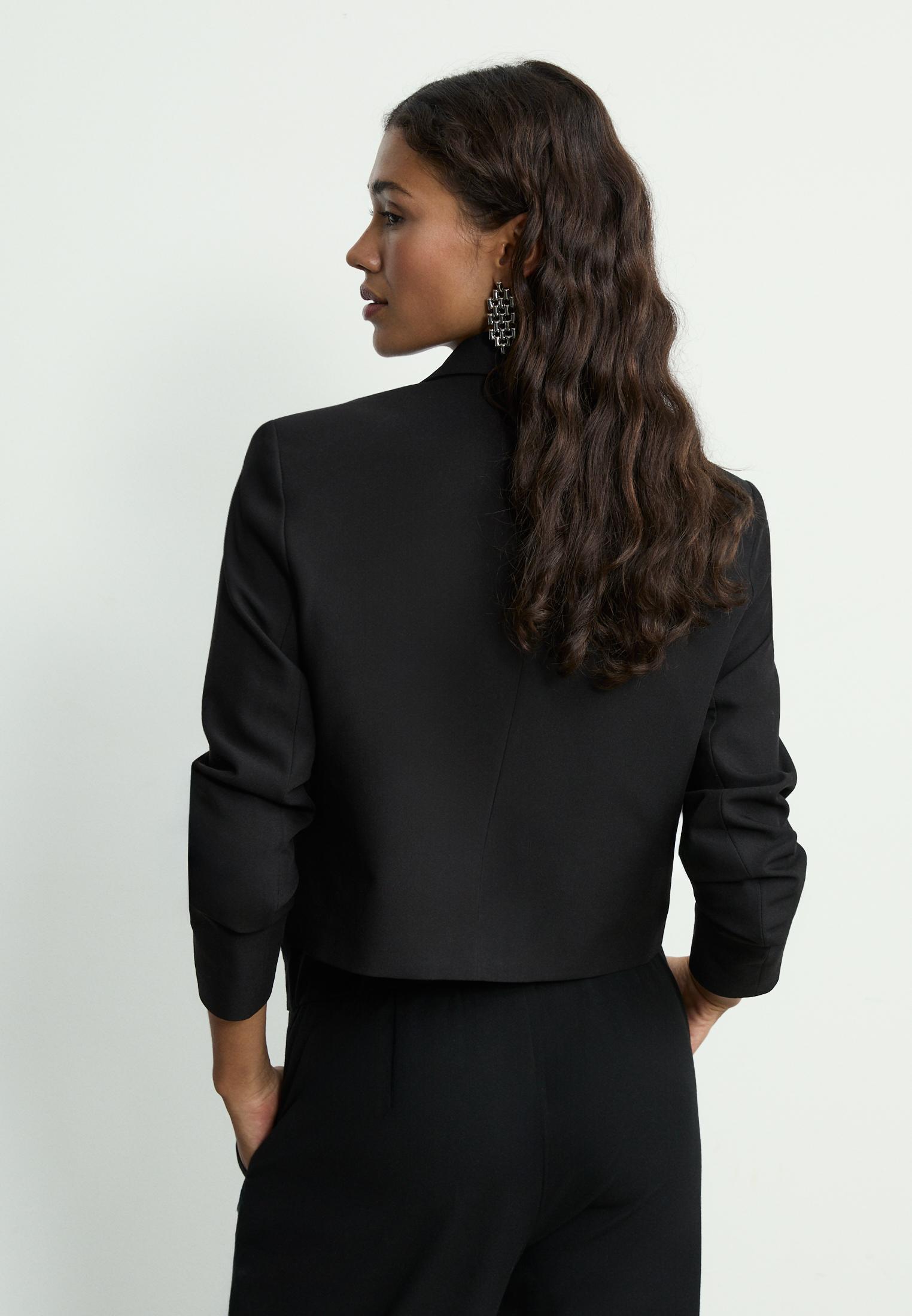 Cropped blazer dress — Black