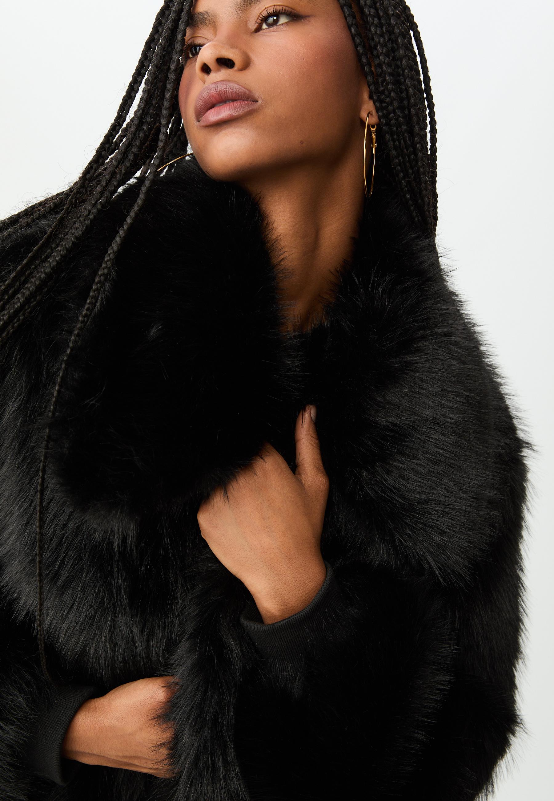 ジャケット・アウター andwang Fur zip up jacket black Fur zip up jacket