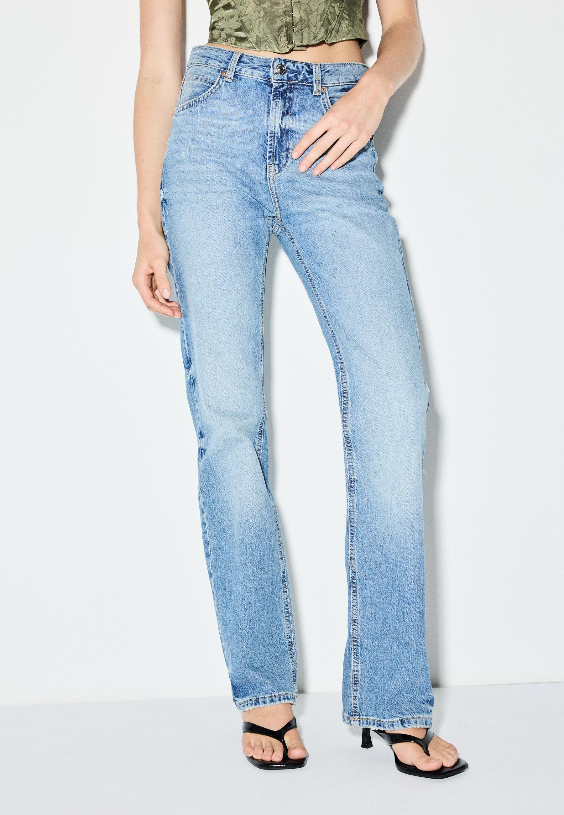 D98 vintage effect straight-leg jeans — MEDIUM BLUE DENIM