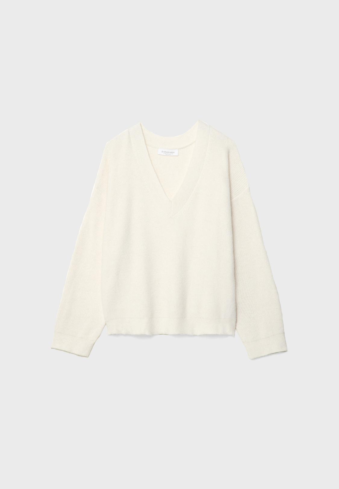 punto jersey pico rayas stradivarius