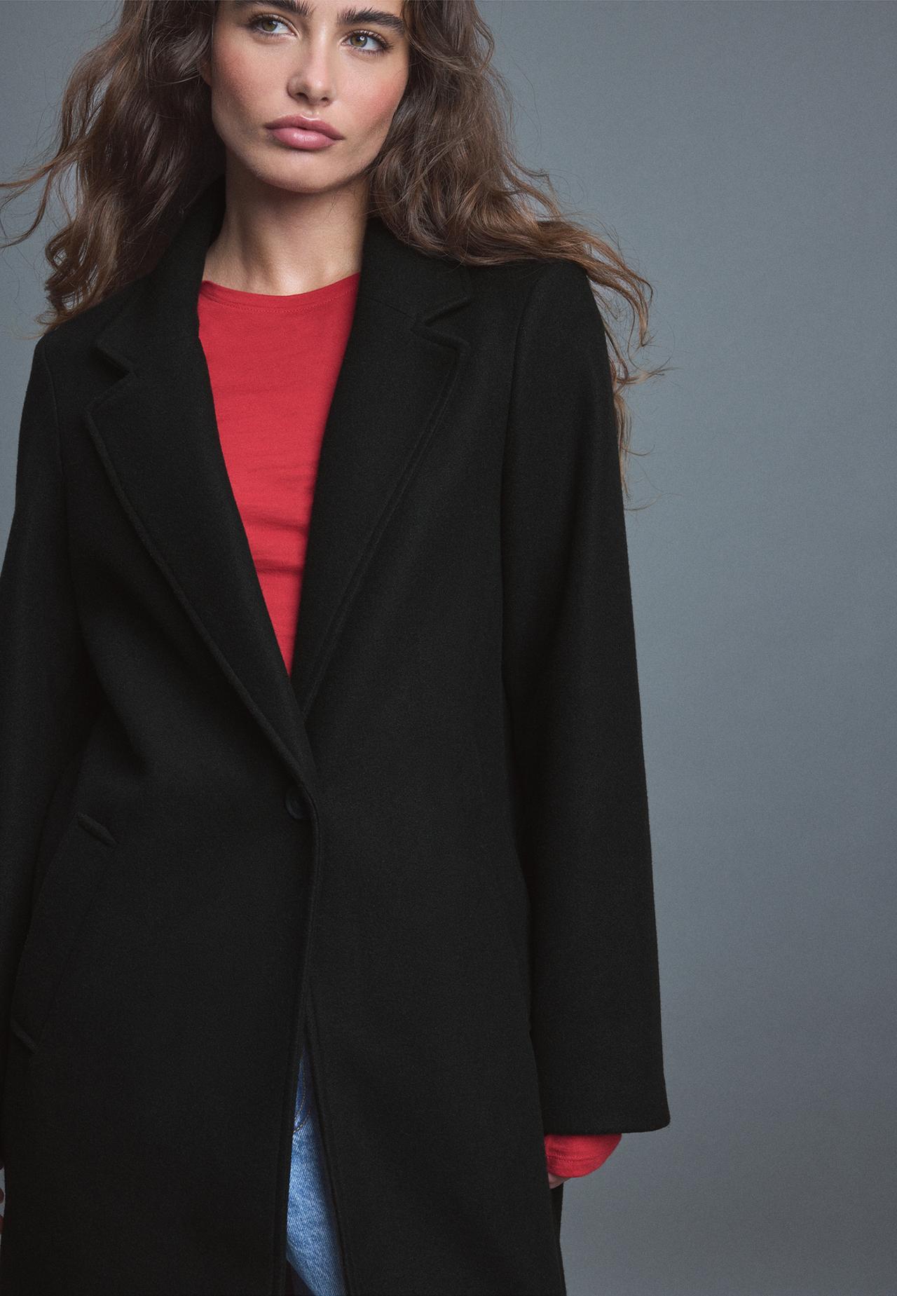 Midi button coat — Black