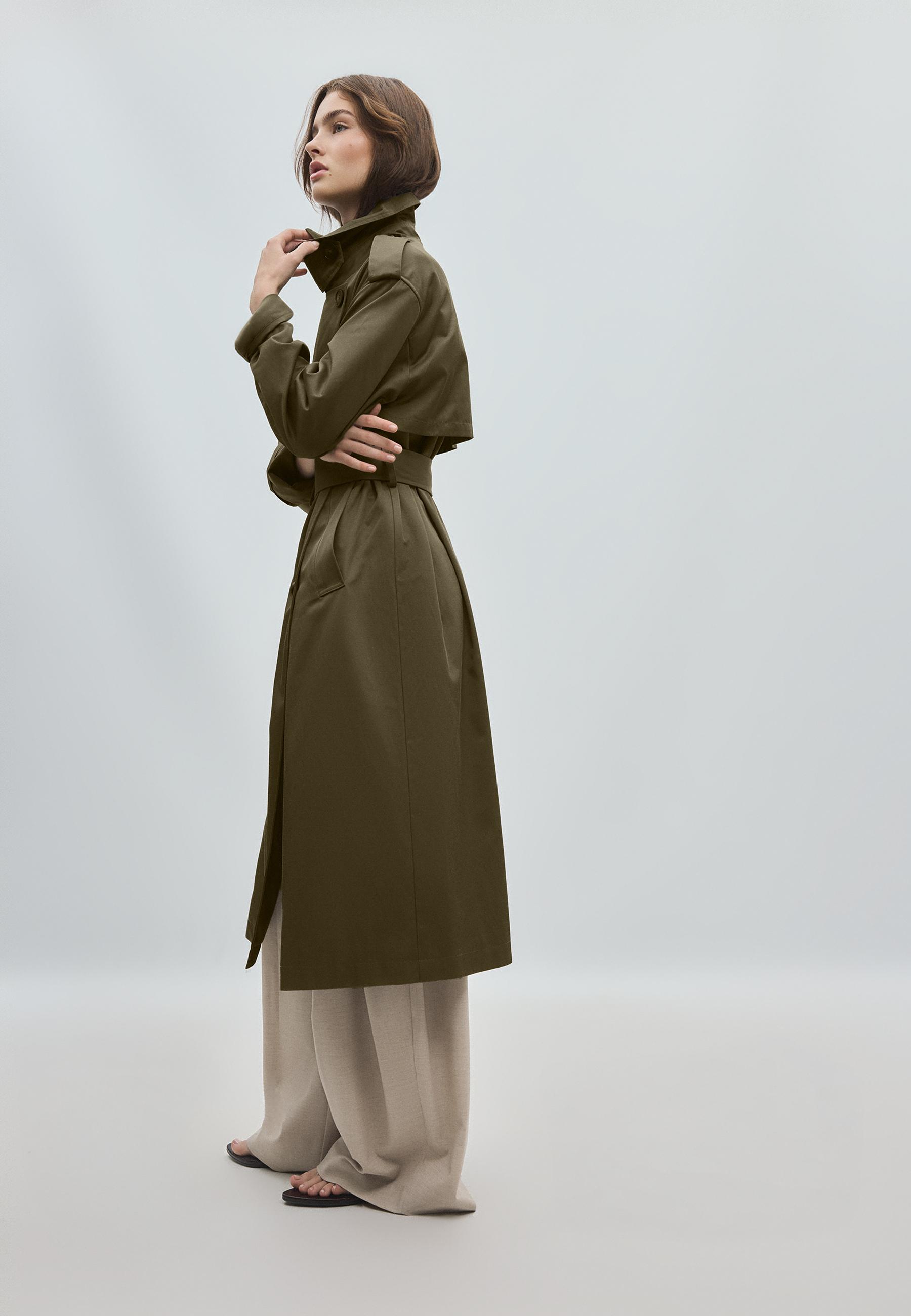 Long basic trench coat — Khaki