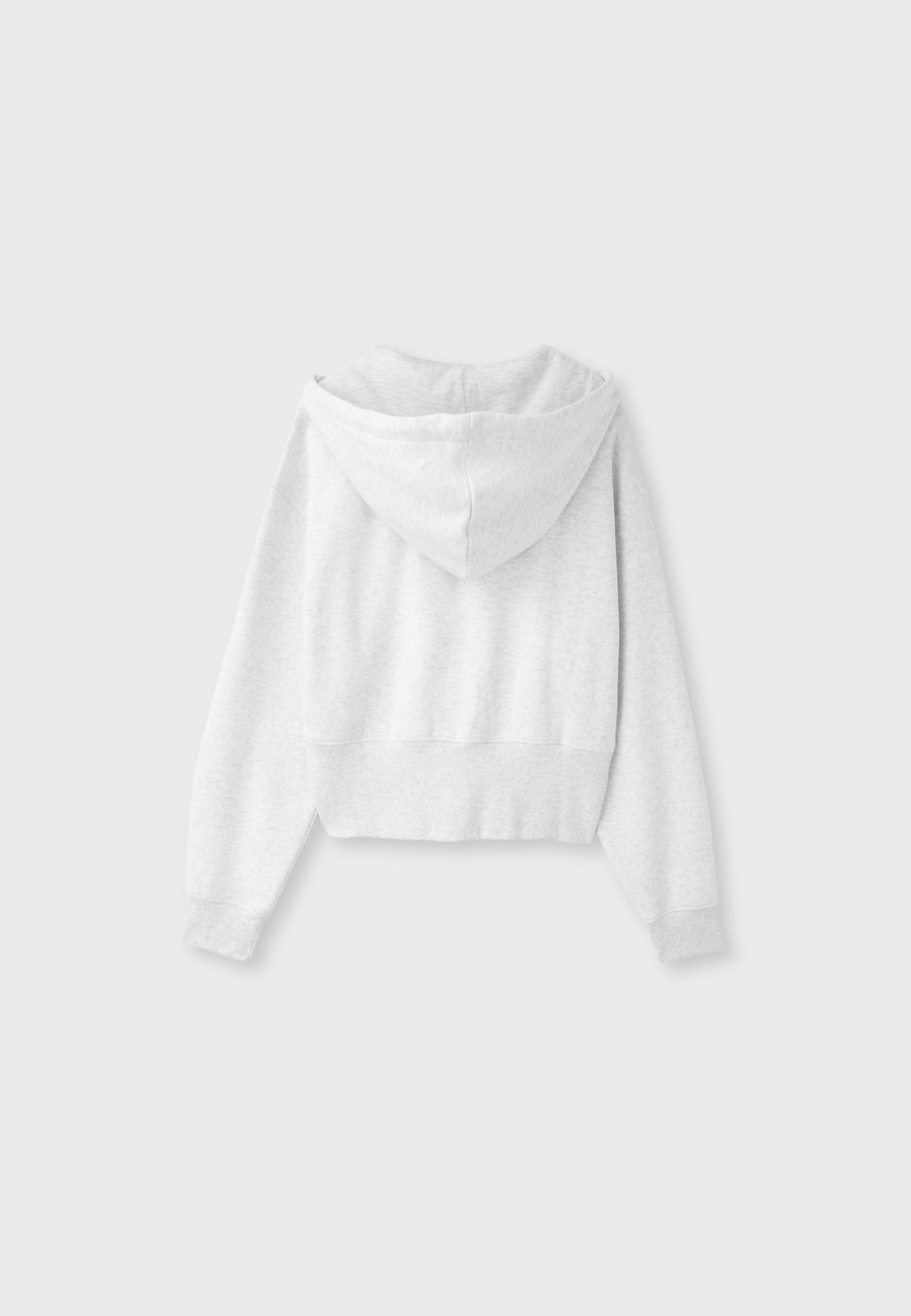 Zip-up hooded sweatshirt — Grey melange