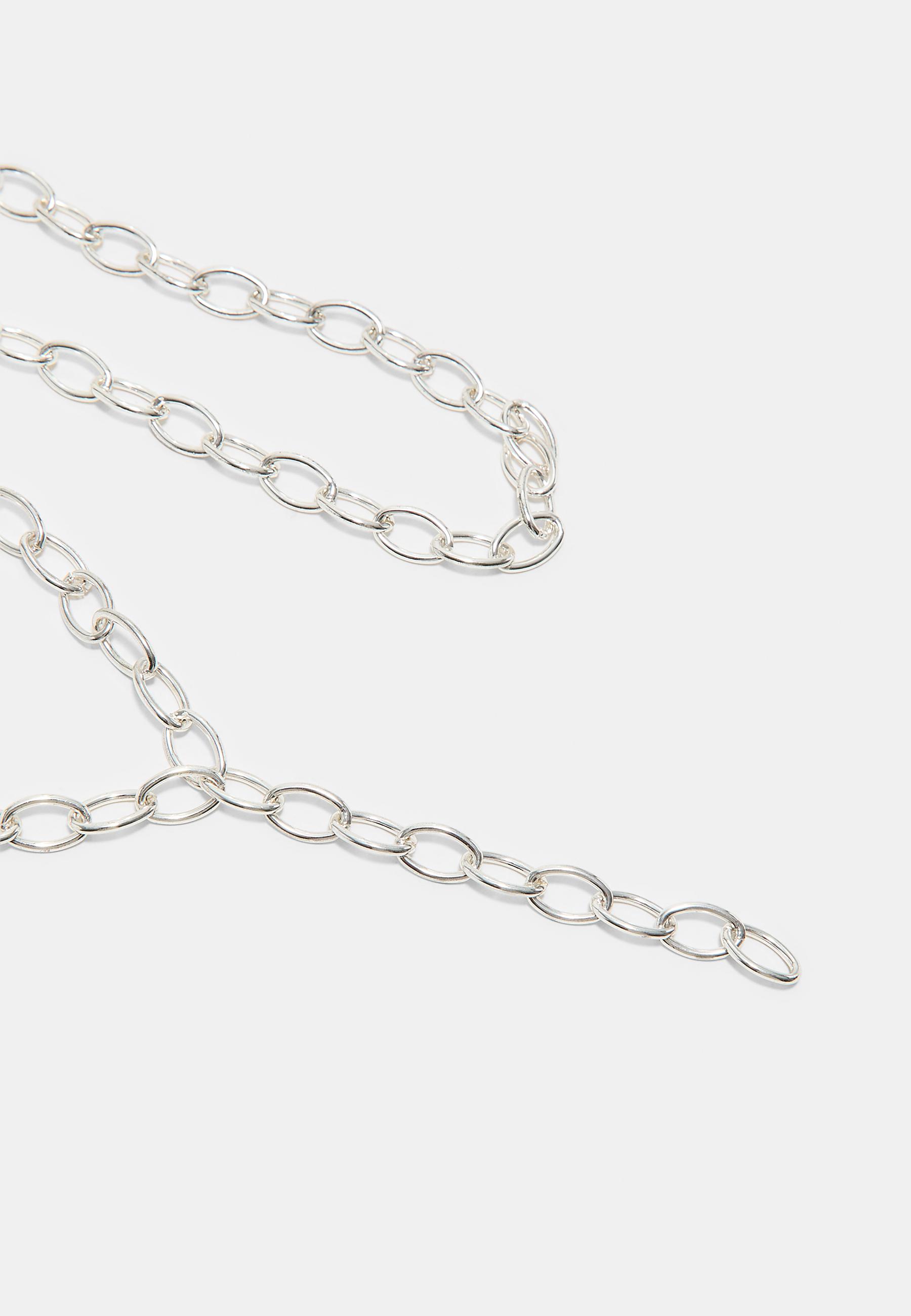 Set of 2 lariat chain necklaces — Grey