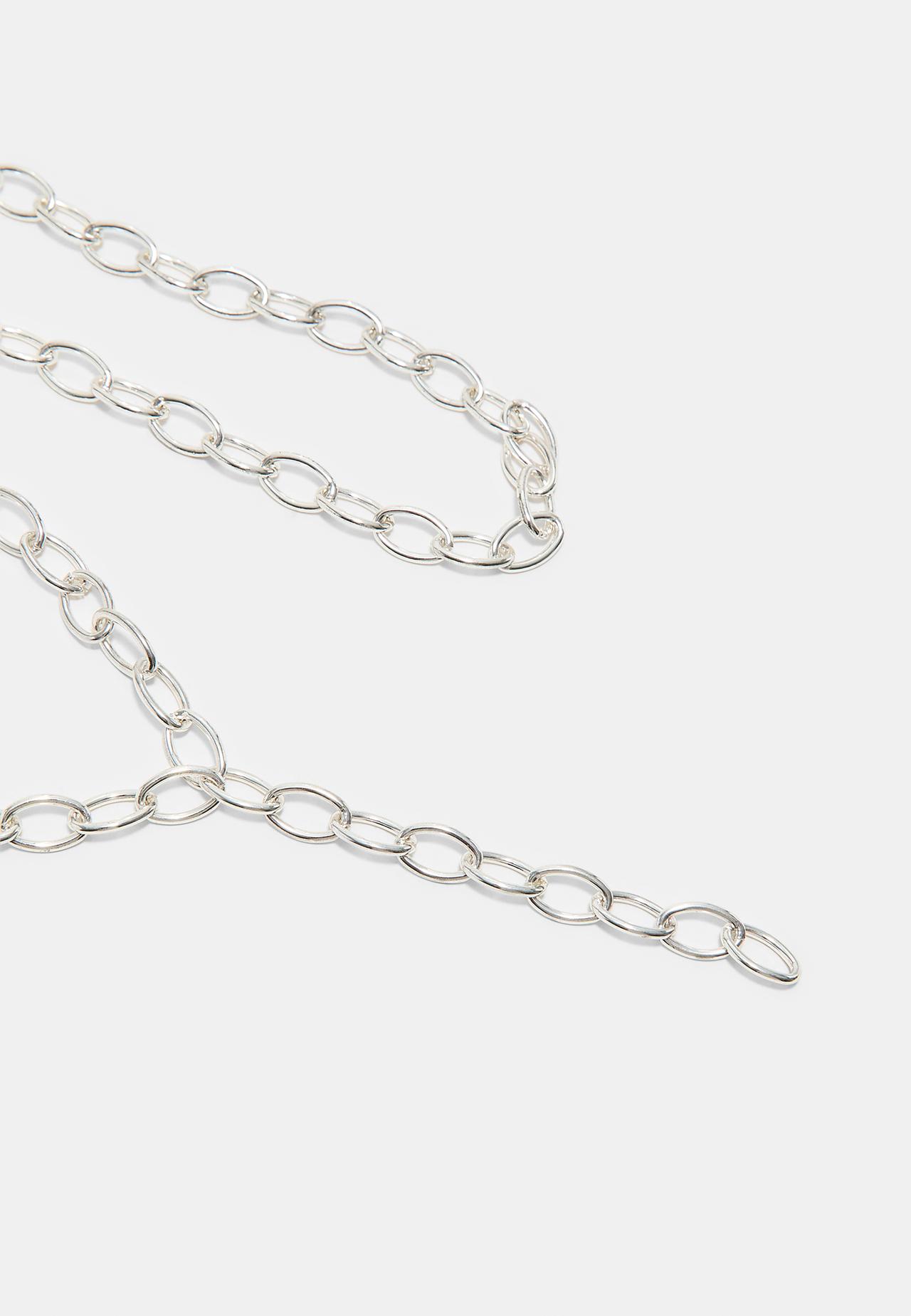 Set of 2 chain lariat necklaces — Grey