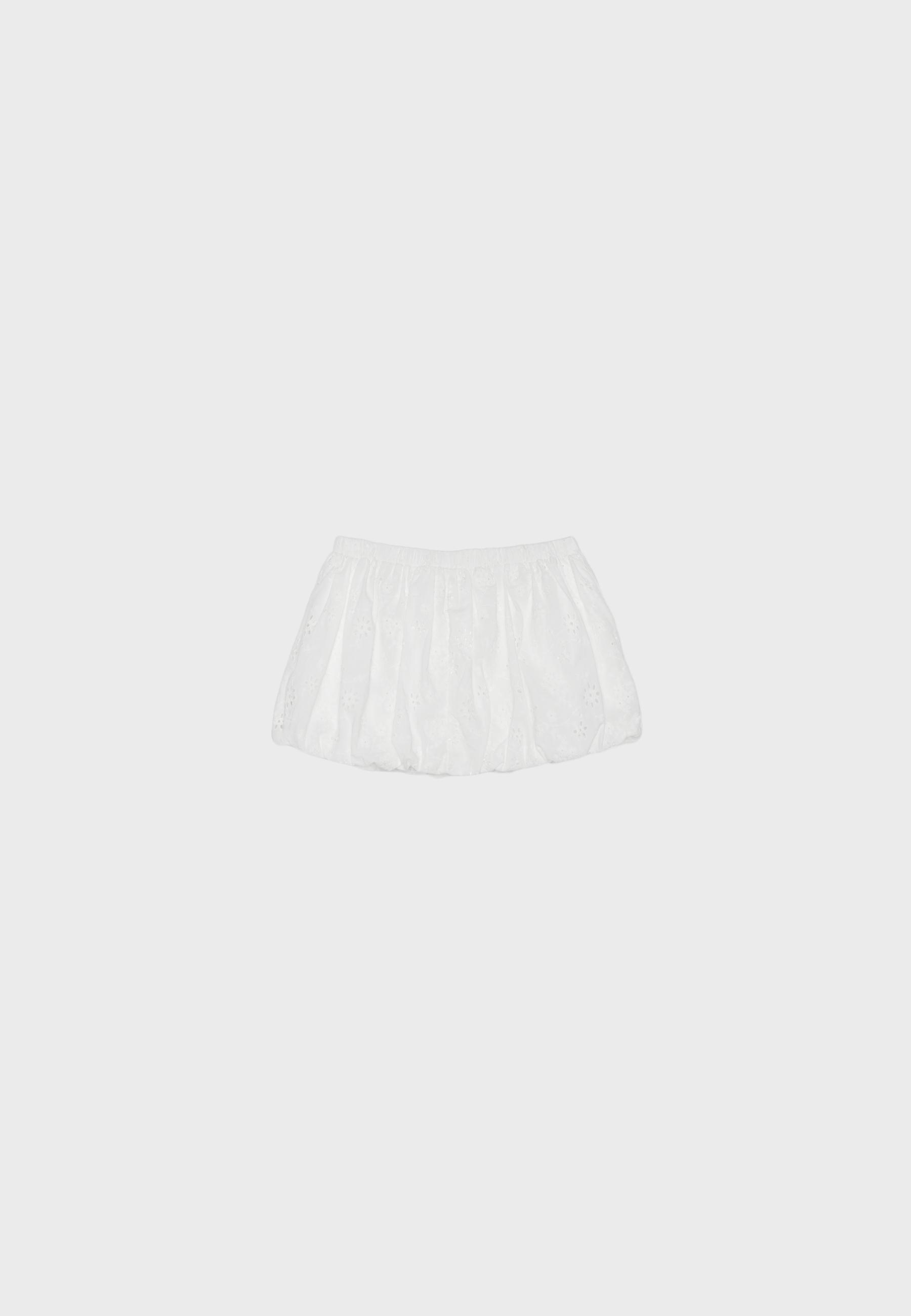 Swiss embroidery balloon skirt — White