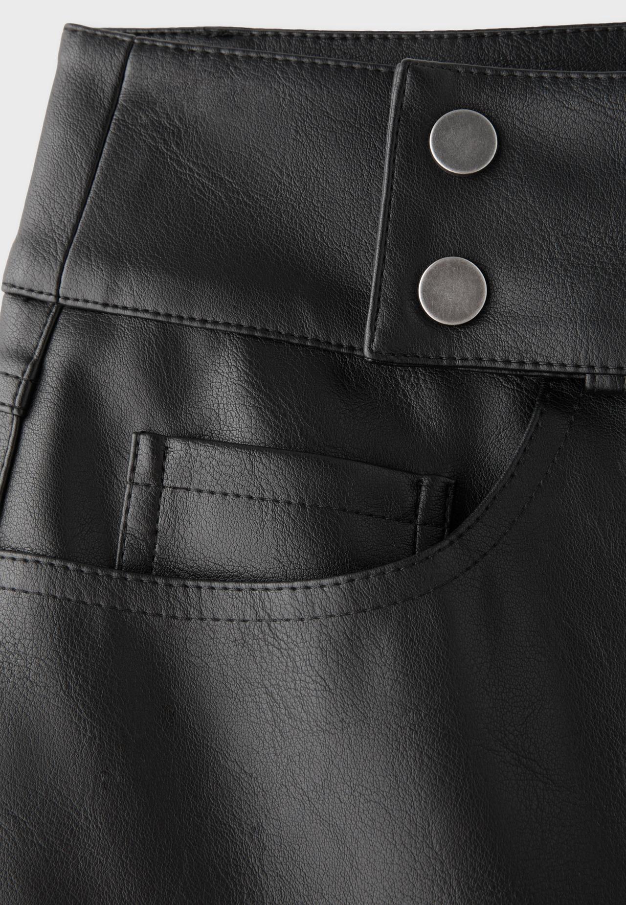 Leather effect hammer-waist mini skirt — Black